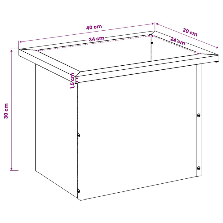 Plantekasse med LED 2 stk. Sort 40 x 80 x 40 cm Stål