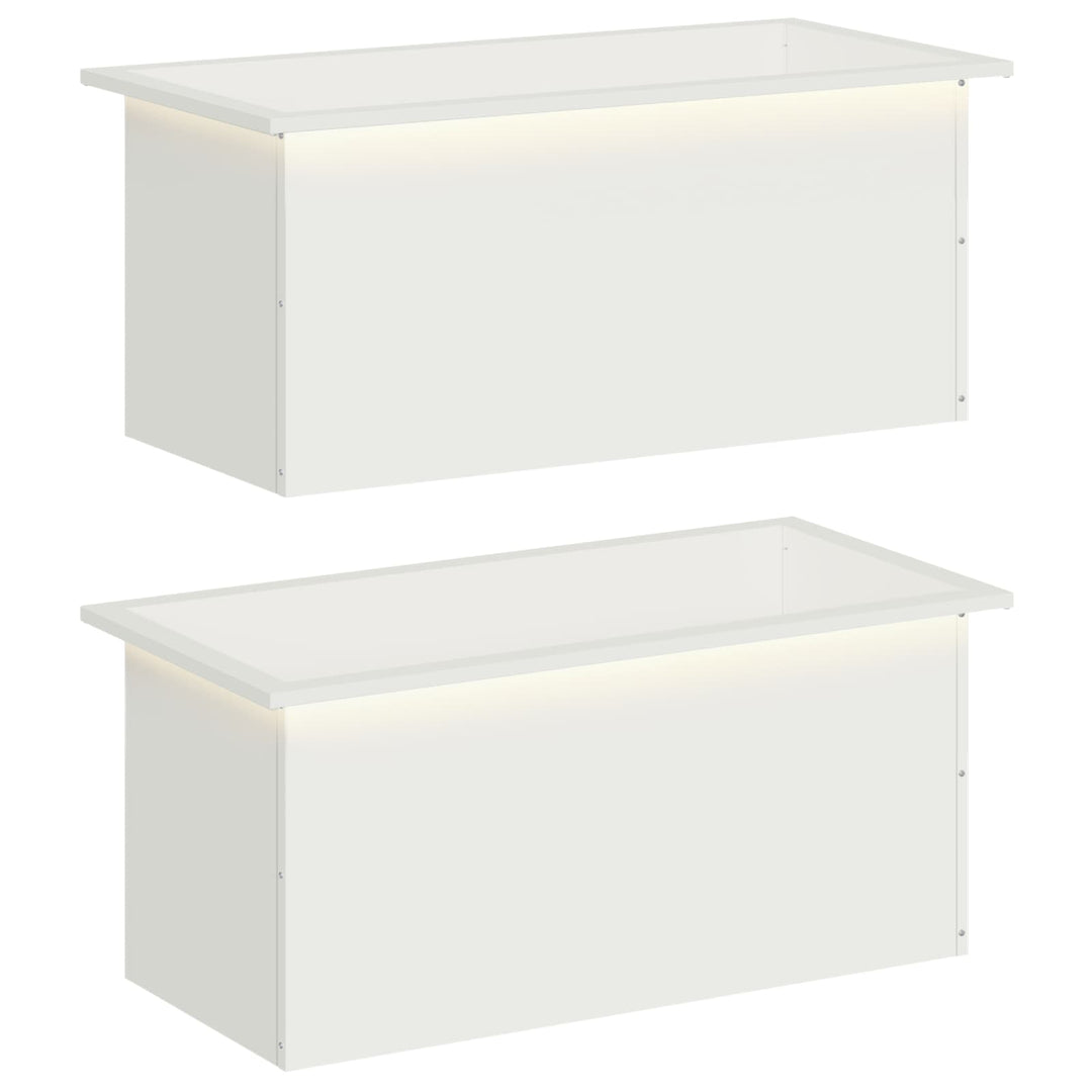 Plantekasse med LED 2 stk. Hvid 40 x 80 x 40 cm Stål