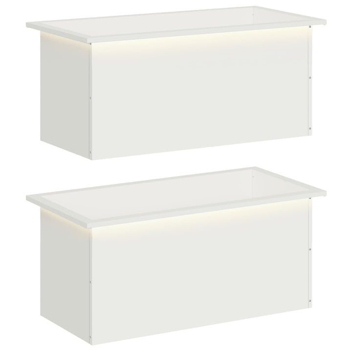 Plantekasse med LED 2 stk. Hvid 40 x 80 x 40 cm Stål