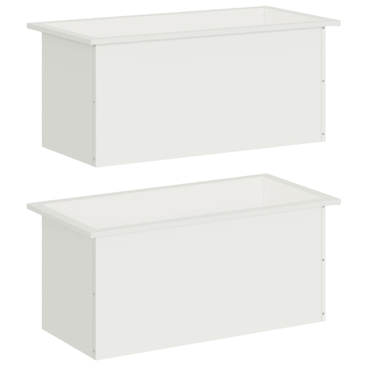 Plantekasse med LED 2 stk. Hvid 40 x 80 x 40 cm Stål