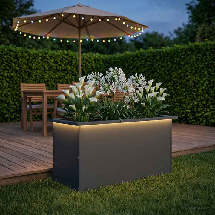 Plantekasse med LED Antracit 40 x 80 x 40 cm Stål