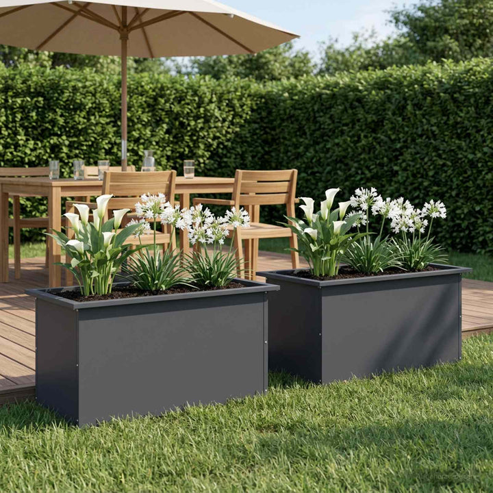 Plantekasse med LED 2 stk. Antracit 40 x 80 x 40 cm Stål