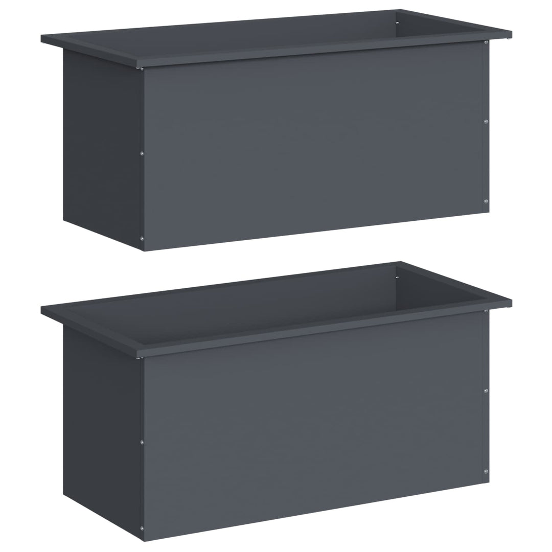 Plantekasse med LED 2 stk. Antracit 40 x 80 x 40 cm Stål