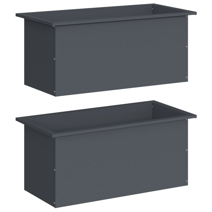 Plantekasse med LED 2 stk. Antracit 40 x 80 x 40 cm Stål
