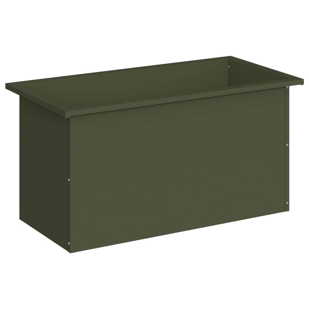 Plantekasse med LED Olivengrøn 40 x 80 x 40 cm Stål