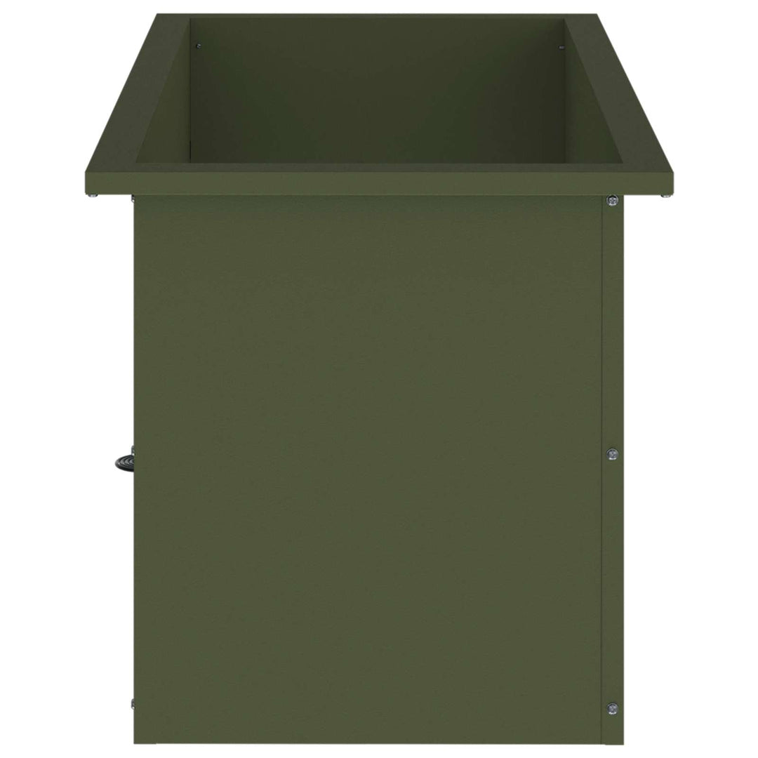 Plantekasse med LED Olivengrøn 40 x 80 x 40 cm Stål
