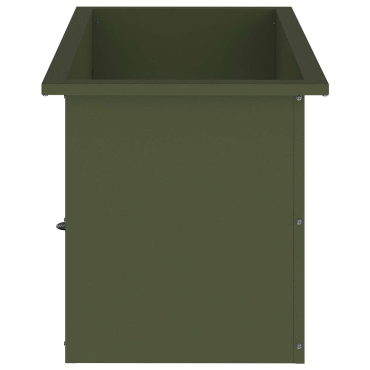 Plantekasse med LED Olivengrøn 40 x 80 x 40 cm Stål