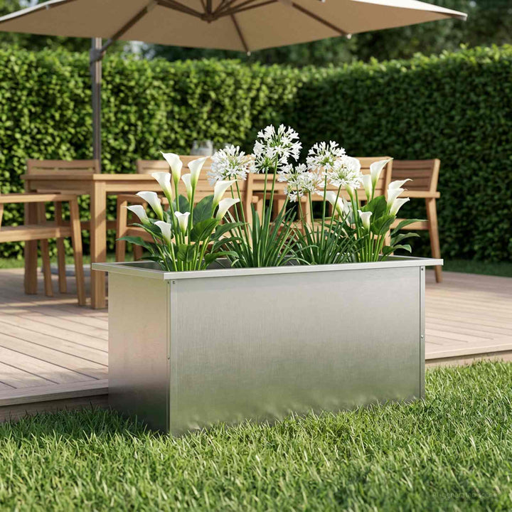 Plantekasse med LED Sølv 40 x 80 x 40 cm Rustfrit stål