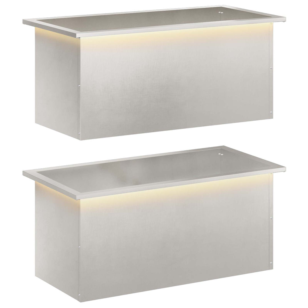 Plantekasse med LED 2 stk. Sølv 40 x 80 x 40 cm Rustfrit stål