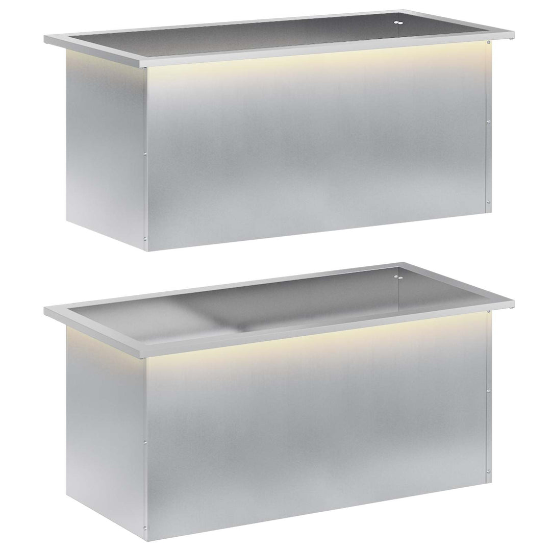 Plantekasse med LED 2 stk. Sølv 40 x 80 x 40 cm