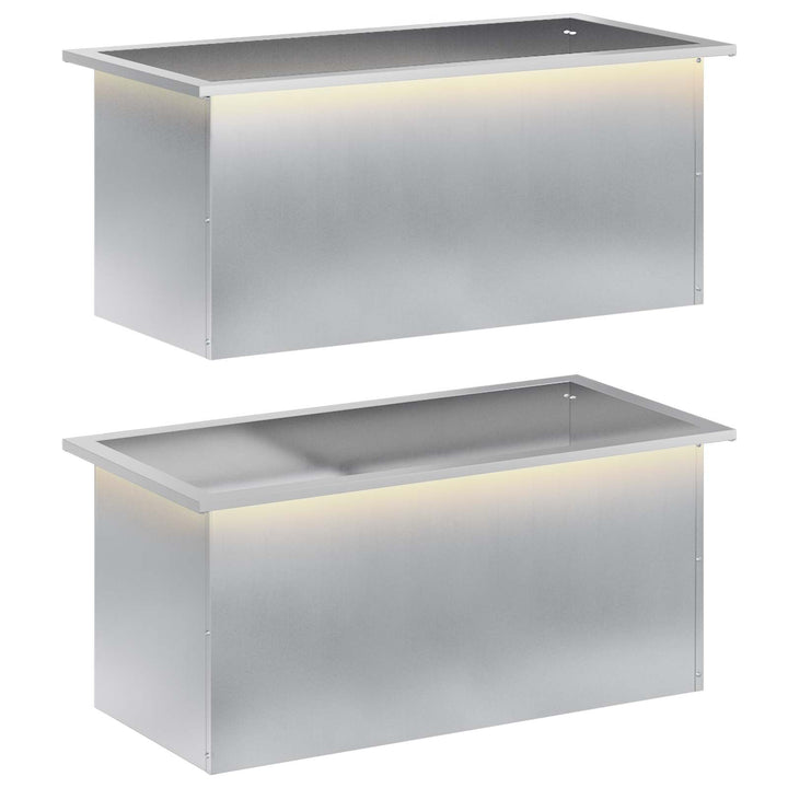 Plantekasse med LED 2 stk. Sølv 40 x 80 x 40 cm