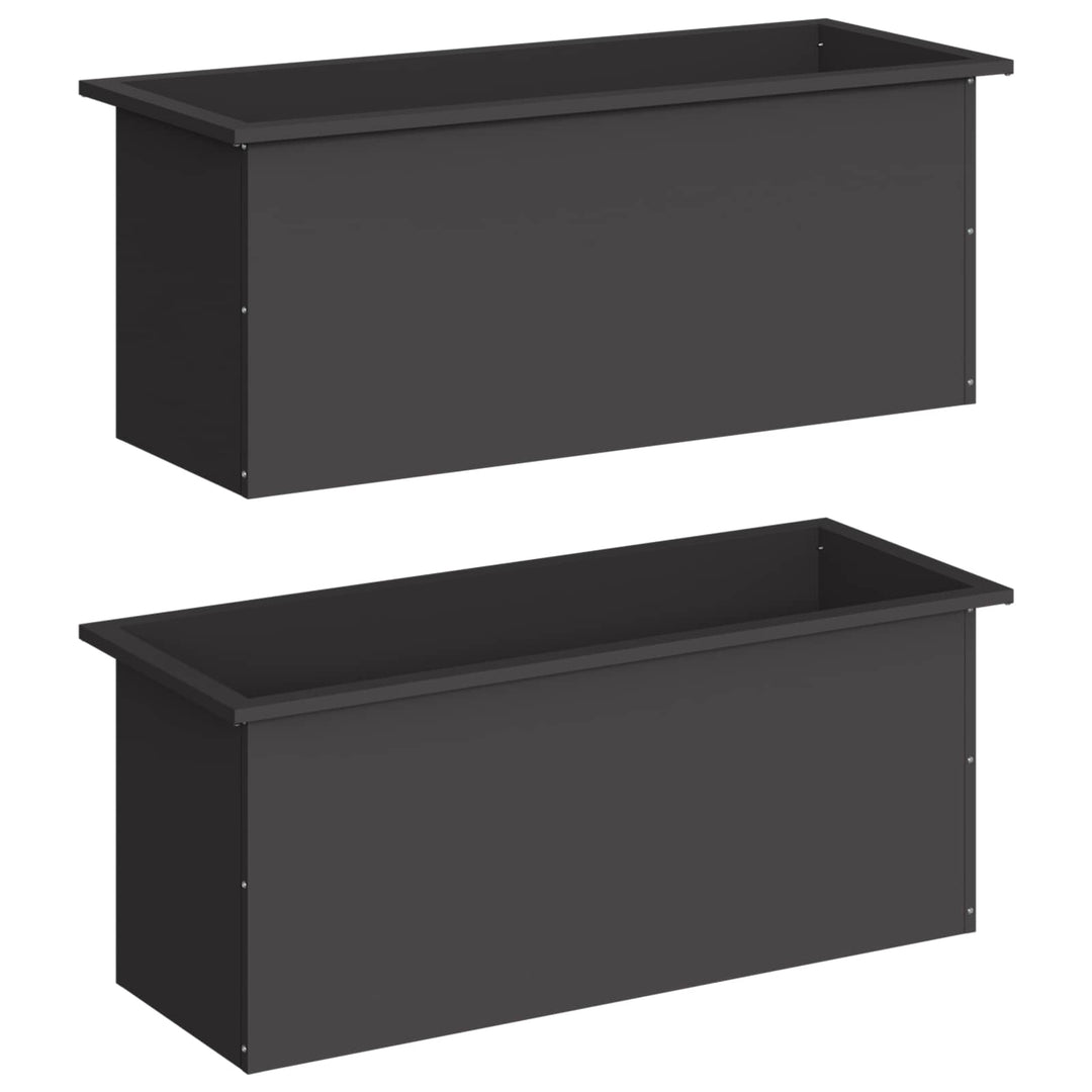 Plantekasse med LED 2 stk. Sort 40 x 100 x 40 cm Stål