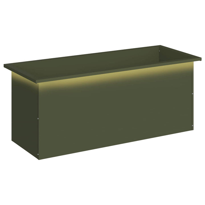 Plantekasse med LED Olivengrøn 40 × 100 × 40 cm Stål