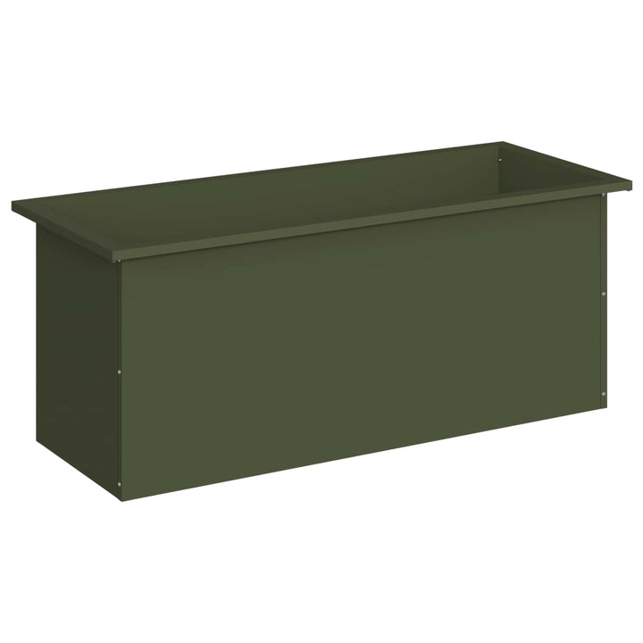 Plantekasse med LED Olivengrøn 40 × 100 × 40 cm Stål