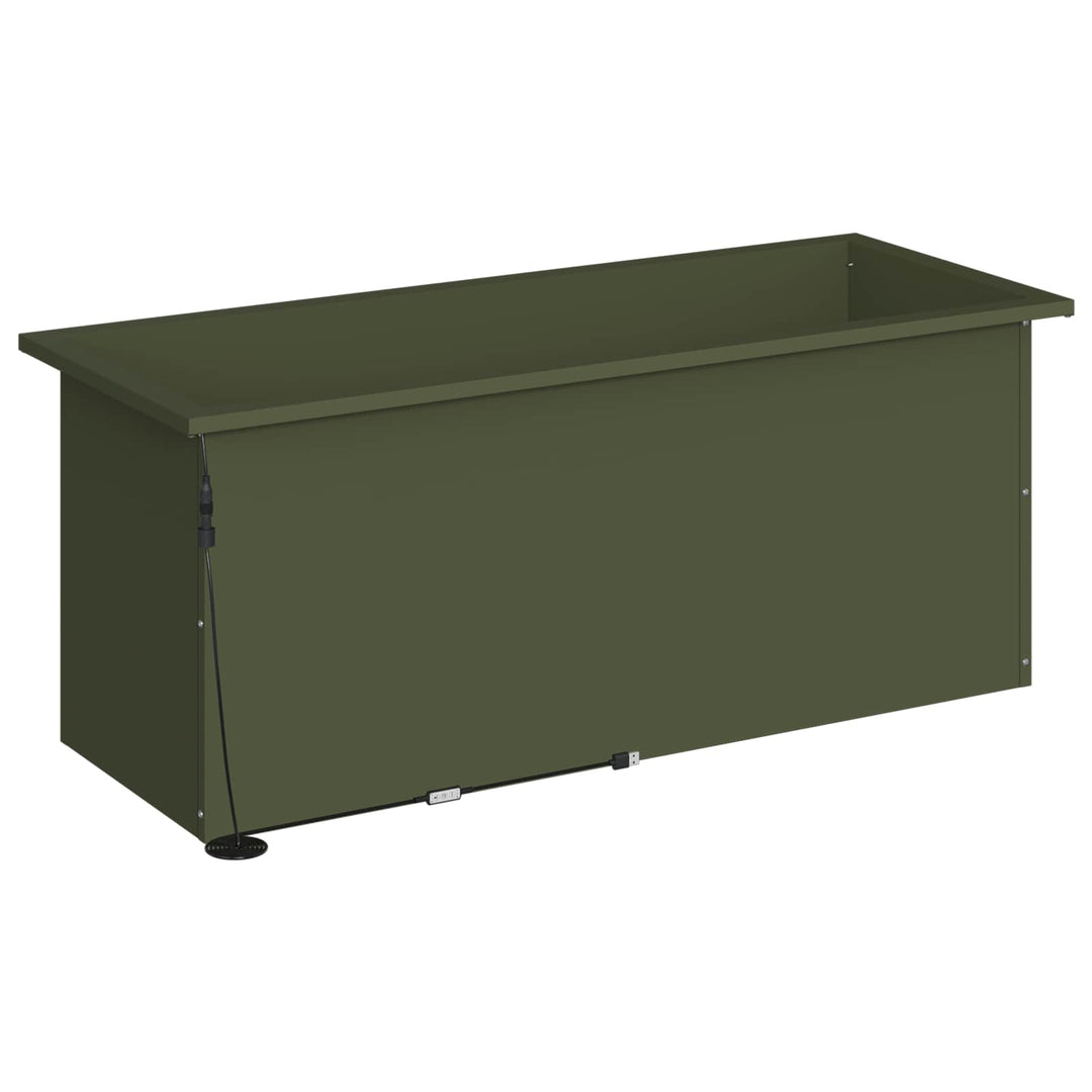 Plantekasse med LED Olivengrøn 40 × 100 × 40 cm Stål