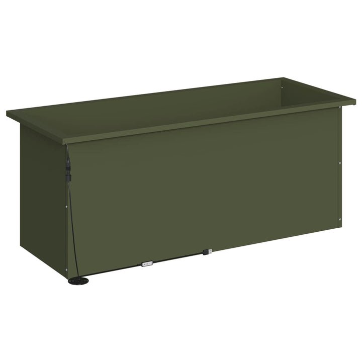 Plantekasse med LED Olivengrøn 40 × 100 × 40 cm Stål