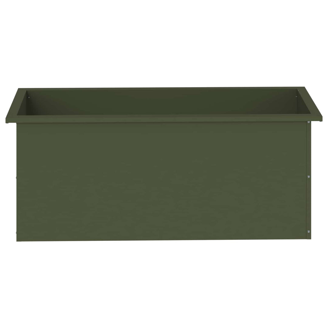Plantekasse med LED Olivengrøn 40 × 100 × 40 cm Stål