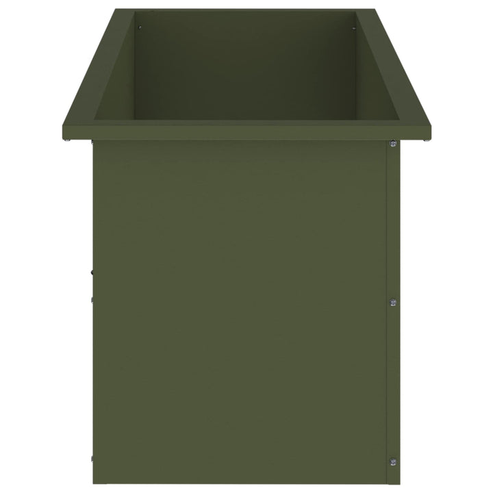 Plantekasse med LED Olivengrøn 40 × 100 × 40 cm Stål