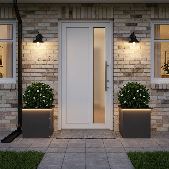 Plantekasse med LED 2 stk. Sort 50 × 50 × 48 cm Stål
