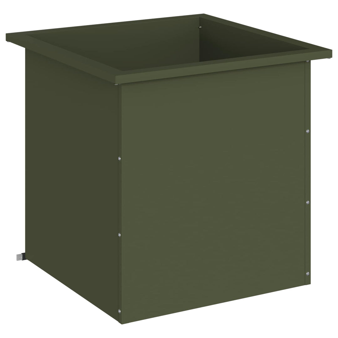 Plantekasse med LED Olivengrøn 50 × 50 × 48 cm Stål