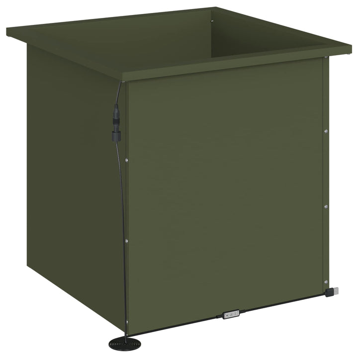 Plantekasse med LED Olivengrøn 50 × 50 × 48 cm Stål