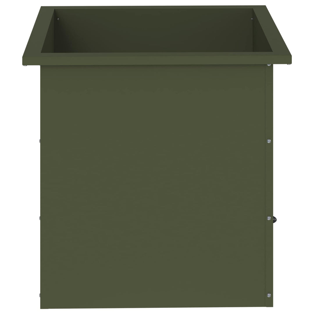 Plantekasse med LED Olivengrøn 50 × 50 × 48 cm Stål