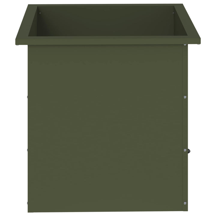 Plantekasse med LED Olivengrøn 50 × 50 × 48 cm Stål