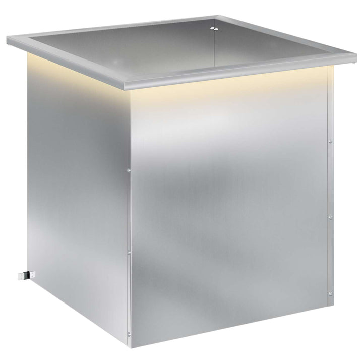 Plantekasse med LED Sølv 50 × 50 × 48 cm Galvaniseret stål