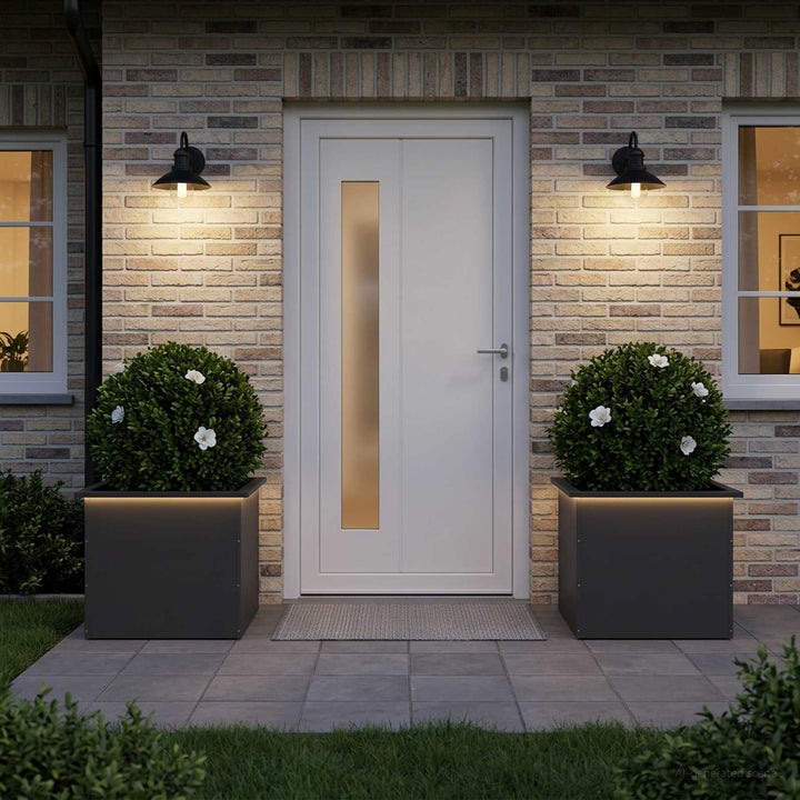 Plantekasse med LED 2 stk. Sort 50 x 60 x 48 cm Stål