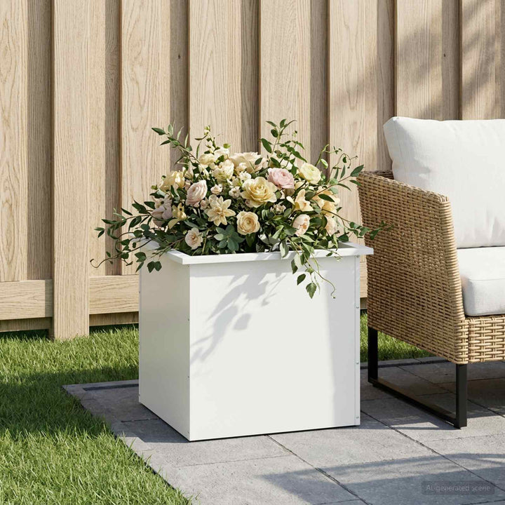 Plantekasse med LED Hvid 50 x 60 x 48 cm Stål