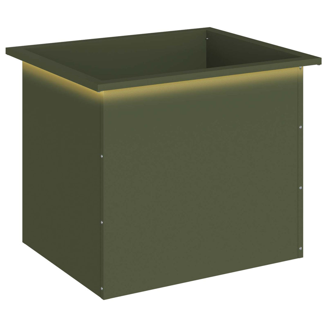 Plantekasse med LED Olivengrøn 50 x 60 x 48 cm Stål