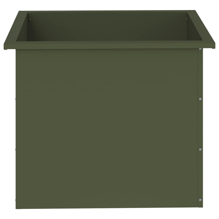 Plantekasse med LED 2 stk. Olivengrøn 50 x 60 x 48 cm Stål