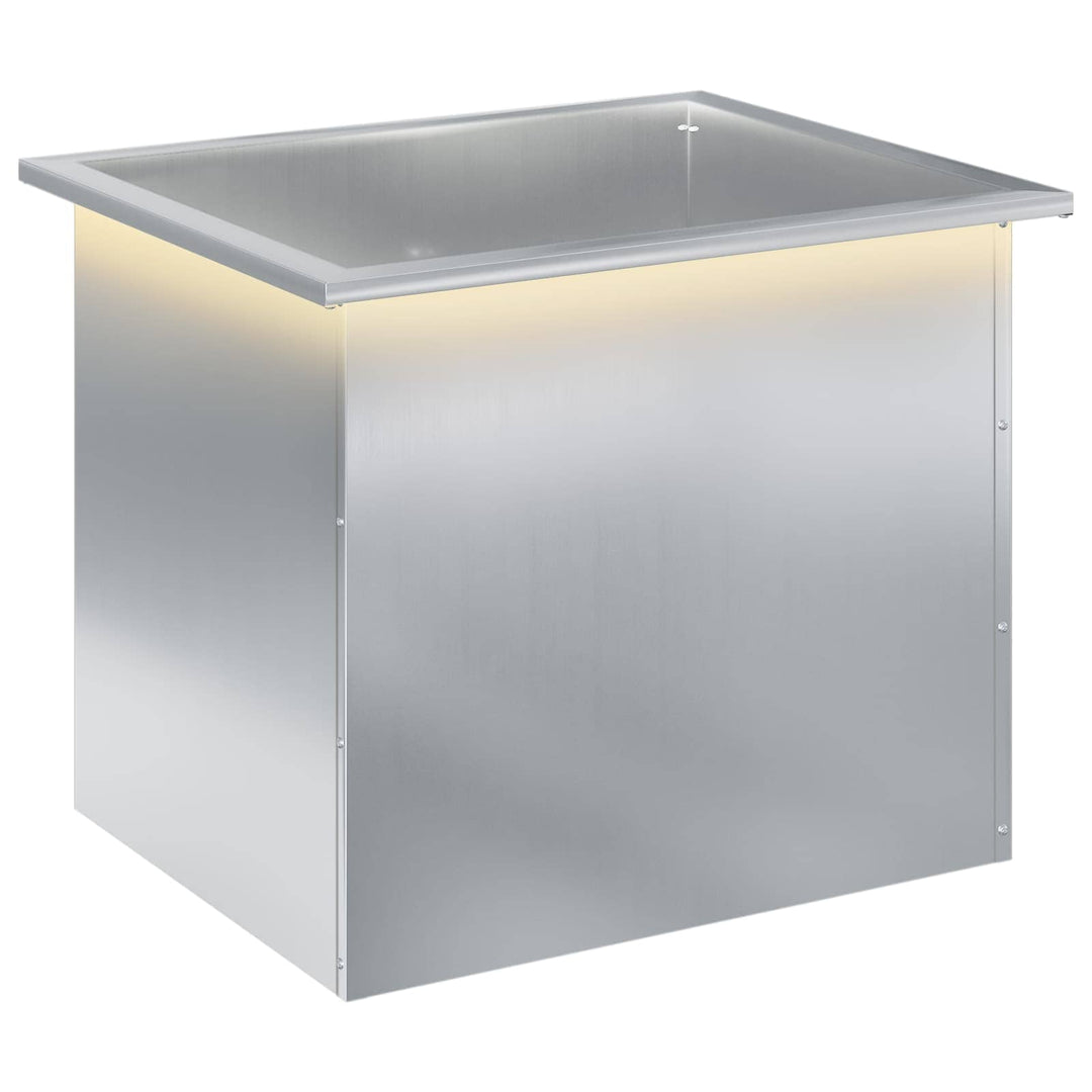 Plantekasse med LED Sølv 50 x 60 x 48 cm Galvaniseret stål