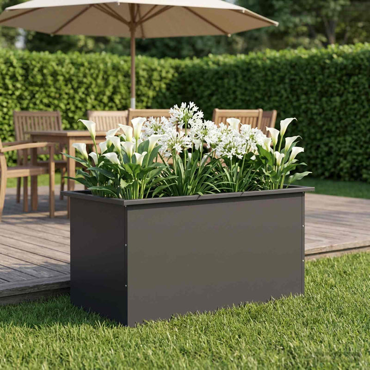 Plantekasse med LED Sort 50 x 80 x 48 cm Stål