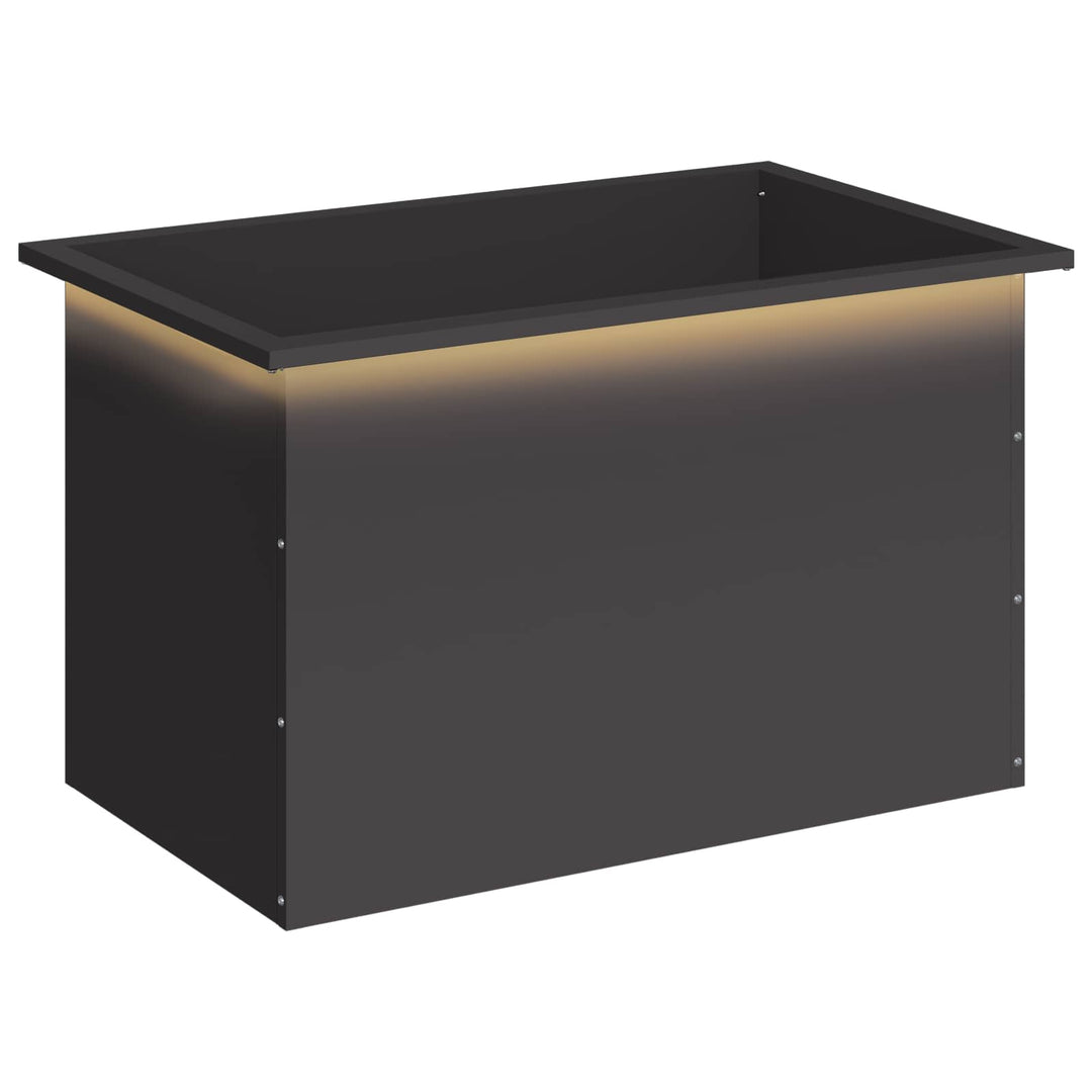 Plantekasse med LED Sort 50 x 80 x 48 cm Stål