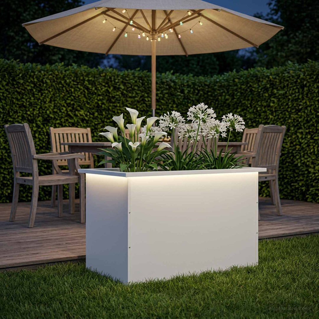 Plantekasse med LED Hvid 50 × 80 × 48 cm Stål