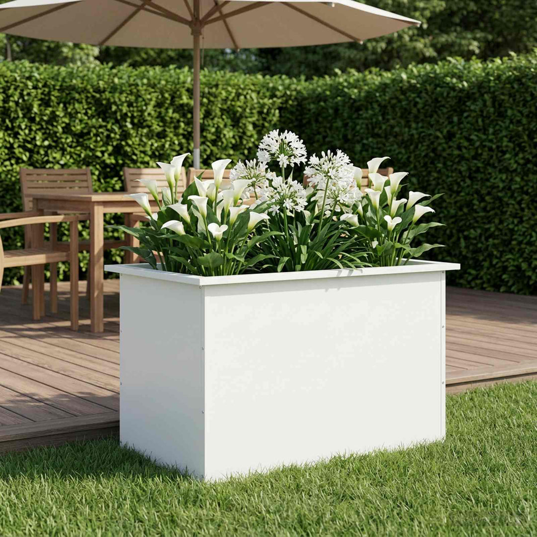 Plantekasse med LED Hvid 50 × 80 × 48 cm Stål