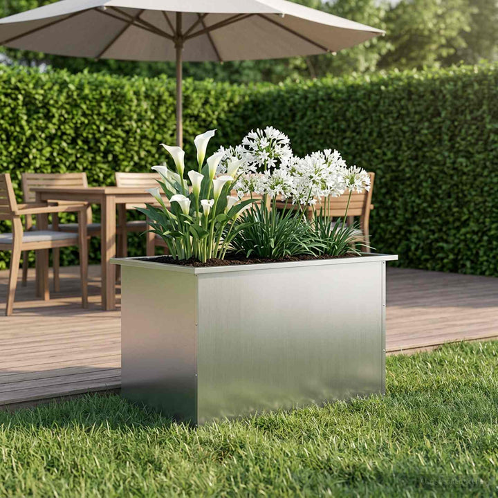 Plantekasse med LED Sølv 50 x 80 x 48 cm Galvaniseret stål