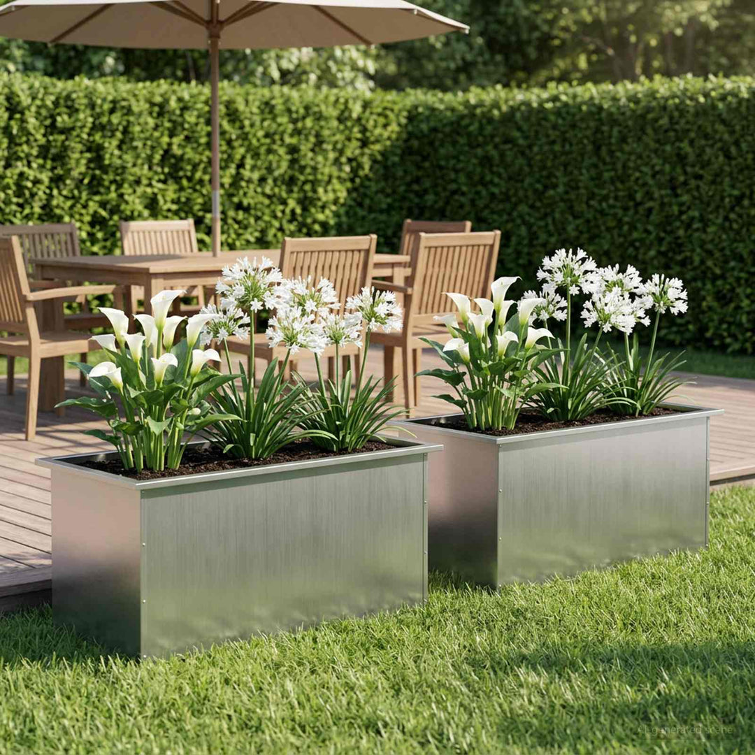 Plantekasse med LED 2 stk. Sølv 50 x 80 x 48 cm