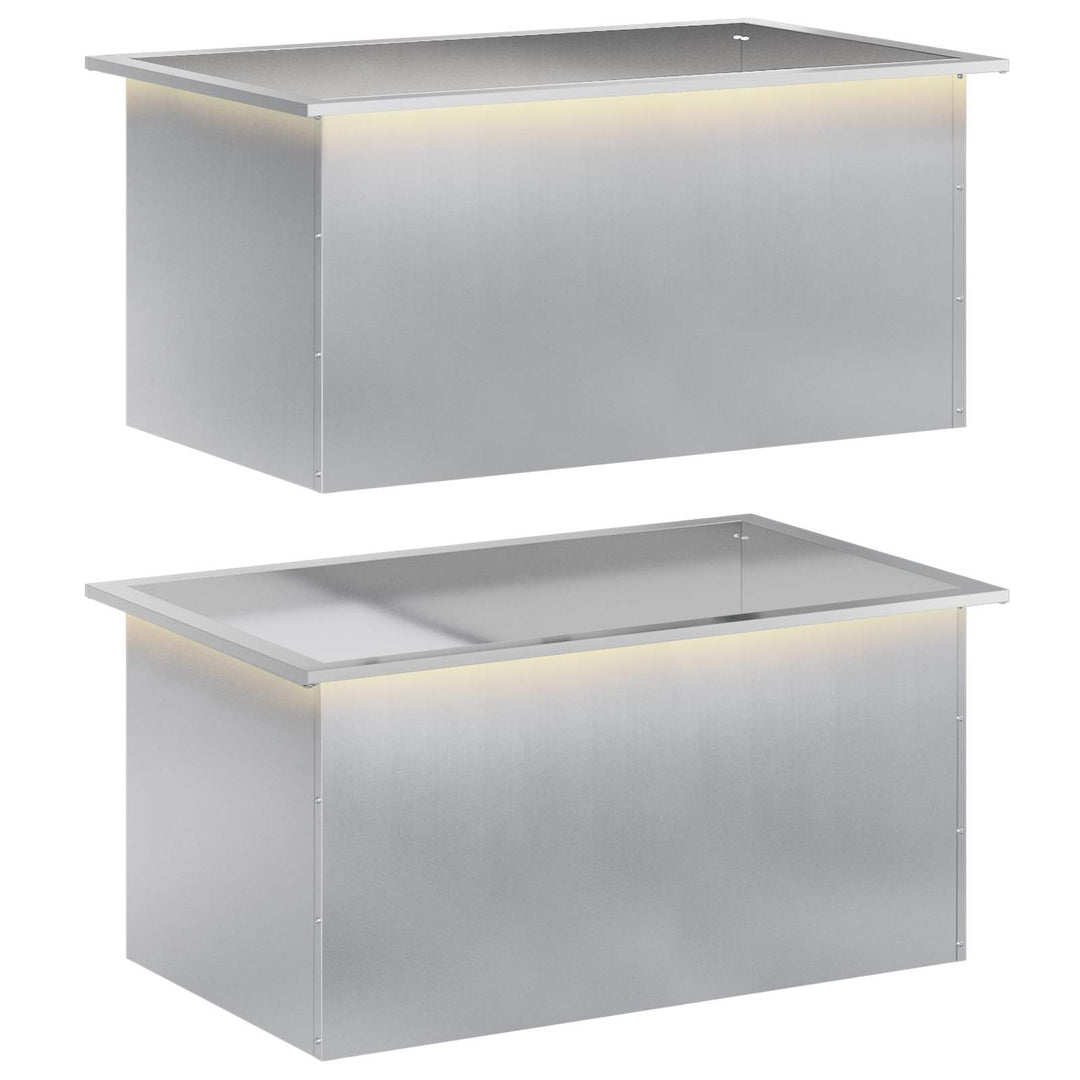 Plantekasse med LED 2 stk. Sølv 50 x 80 x 48 cm