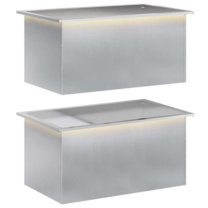 Plantekasse med LED 2 stk. Sølv 50 x 80 x 48 cm