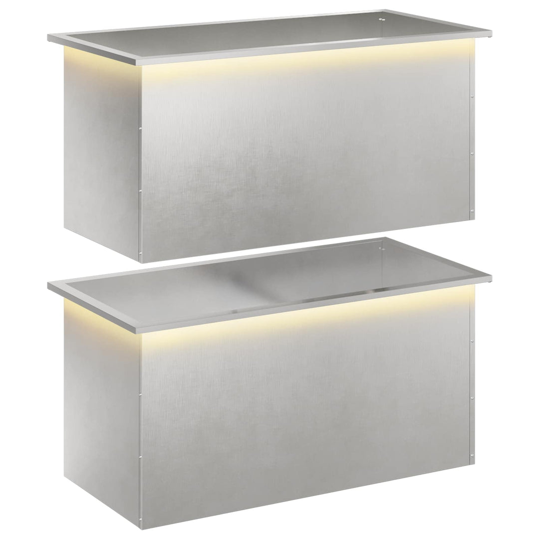 Plantekasse med LED 2 stk. Sølv 50 × 100 × 48 cm Rustfrit stål