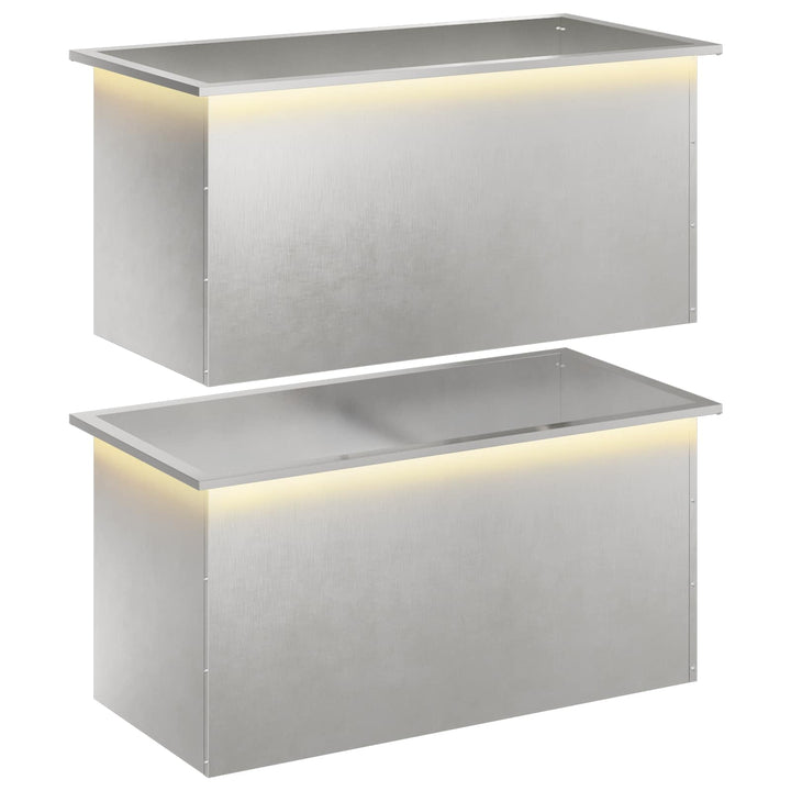 Plantekasse med LED 2 stk. Sølv 50 × 100 × 48 cm Rustfrit stål