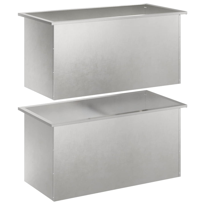 Plantekasse med LED 2 stk. Sølv 50 × 100 × 48 cm Rustfrit stål