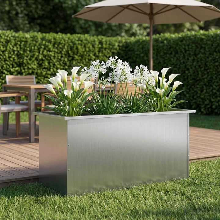 Plantekasse med LED Sølv 50 x 100 x 48 cm Galvaniseret stål