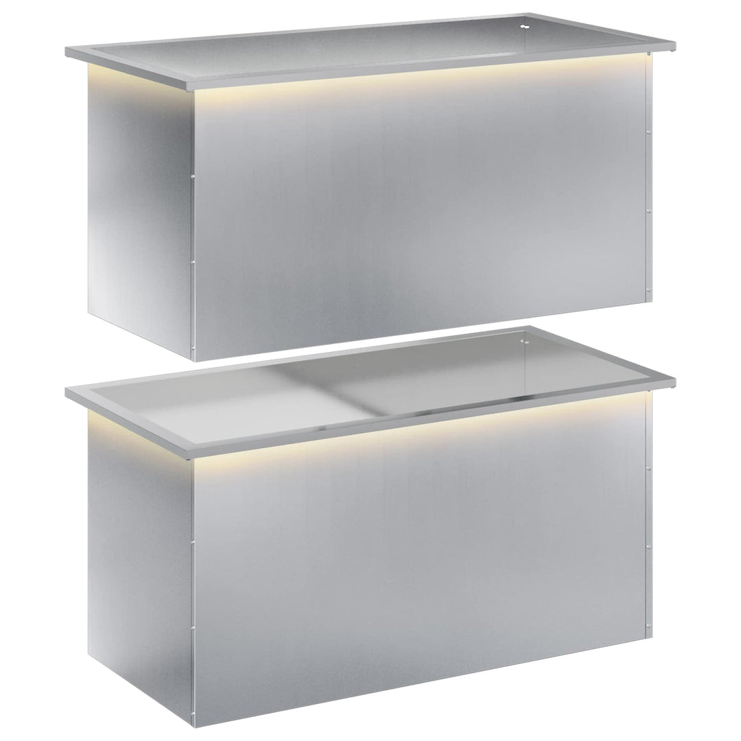 Plantekasse med LED 2 stk. Sølv 50 x 100 x 48 cm