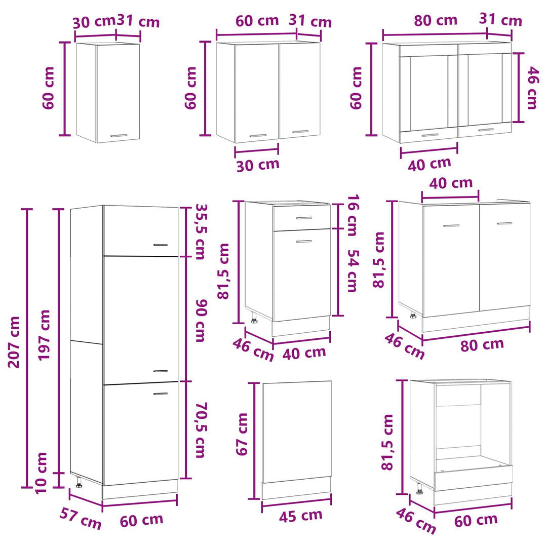 Køkken enhed Lyon 8 pcs Artisan-eg Konstrueret træ