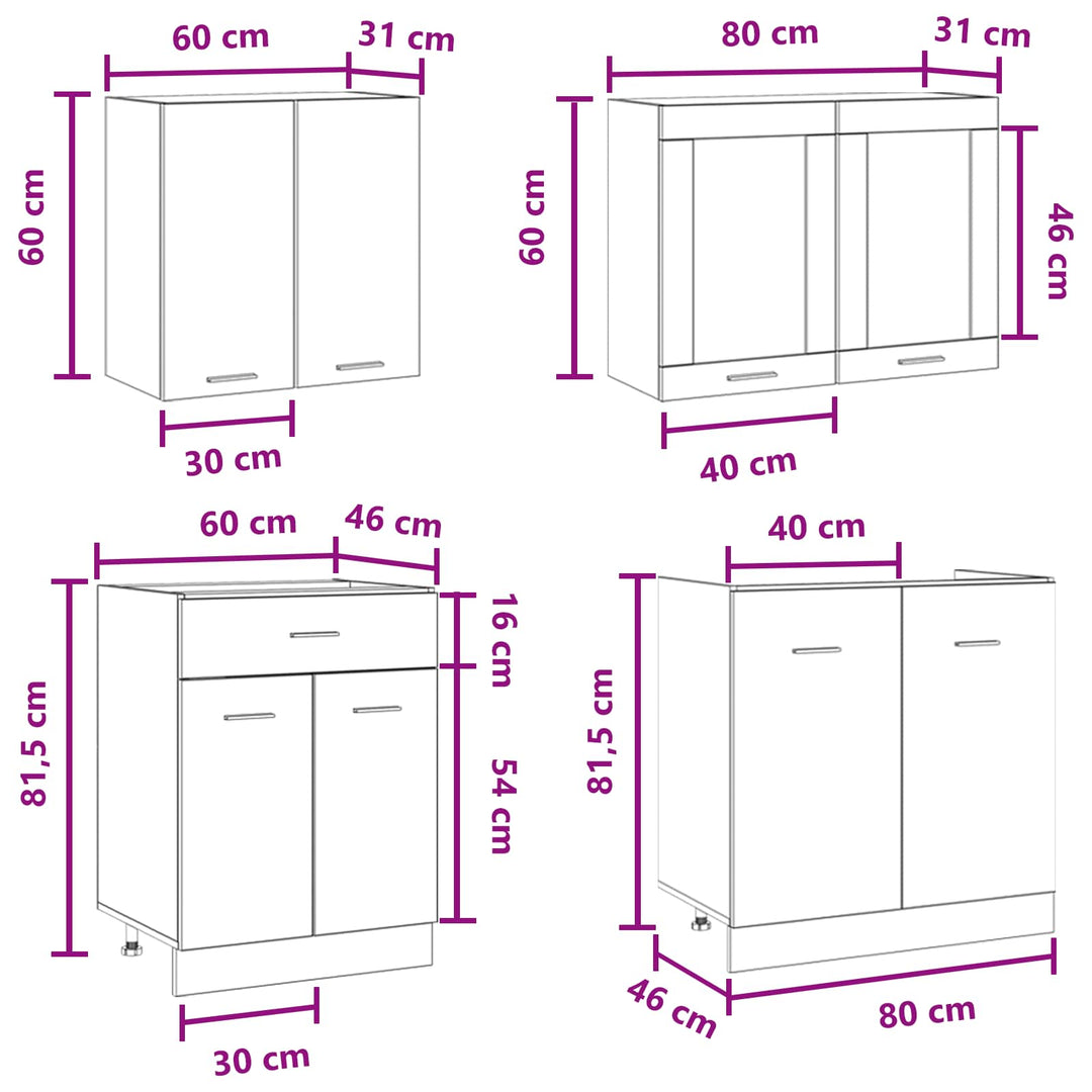 Køkken enhed Lyon 4 pcs Betongrå Konstrueret træ