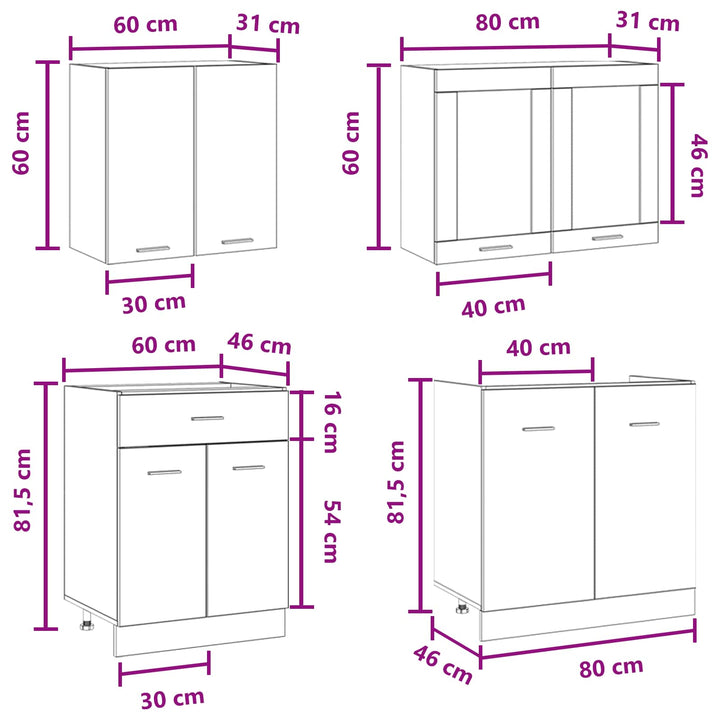 Køkken enhed Lyon 4 pcs Betongrå Konstrueret træ