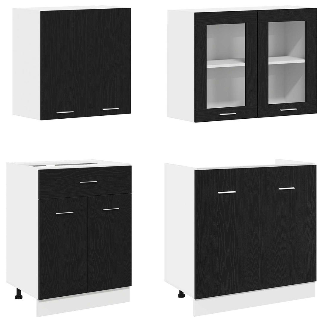 Køkken enhed Lyon 4 pcs Sort eg Konstrueret træ